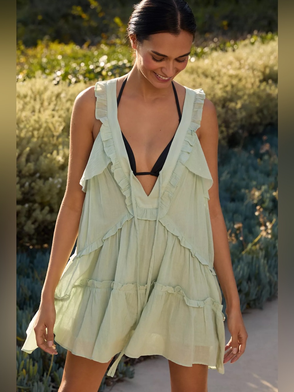 Celandine Anthropologie Boho Ruffle Mini Dress